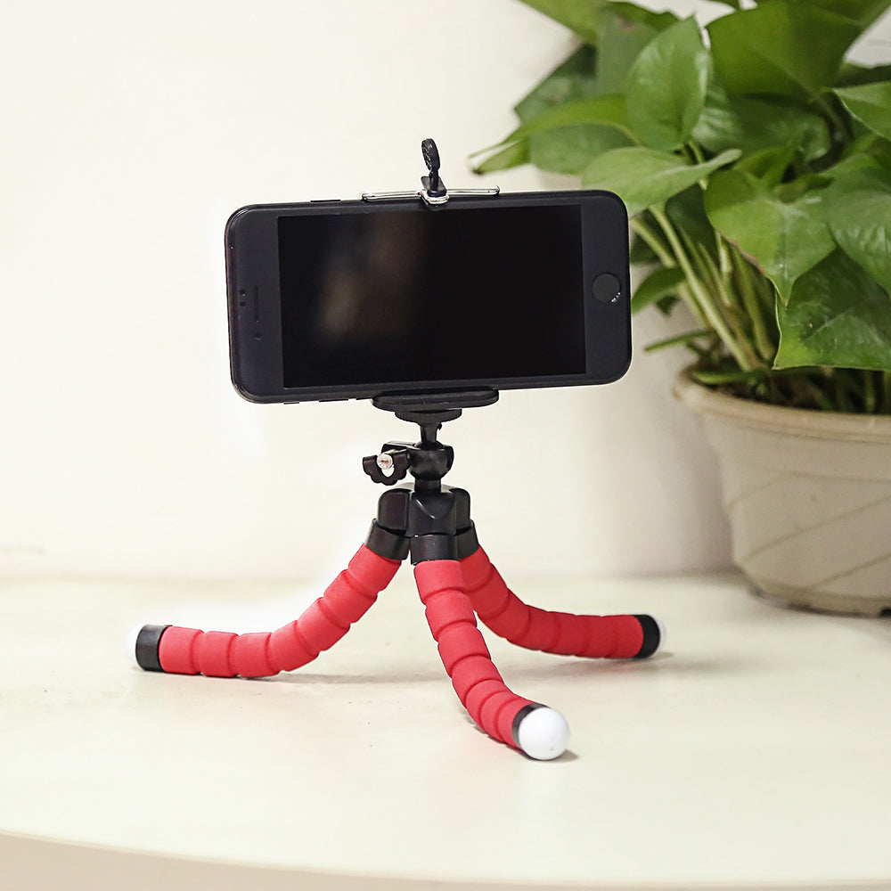 Flexible sponge-coated mini phone tripod. Octopus Mini-Tripod for: IPhone, Samsung, Xiaomi, mini camera, etc. Clip Support